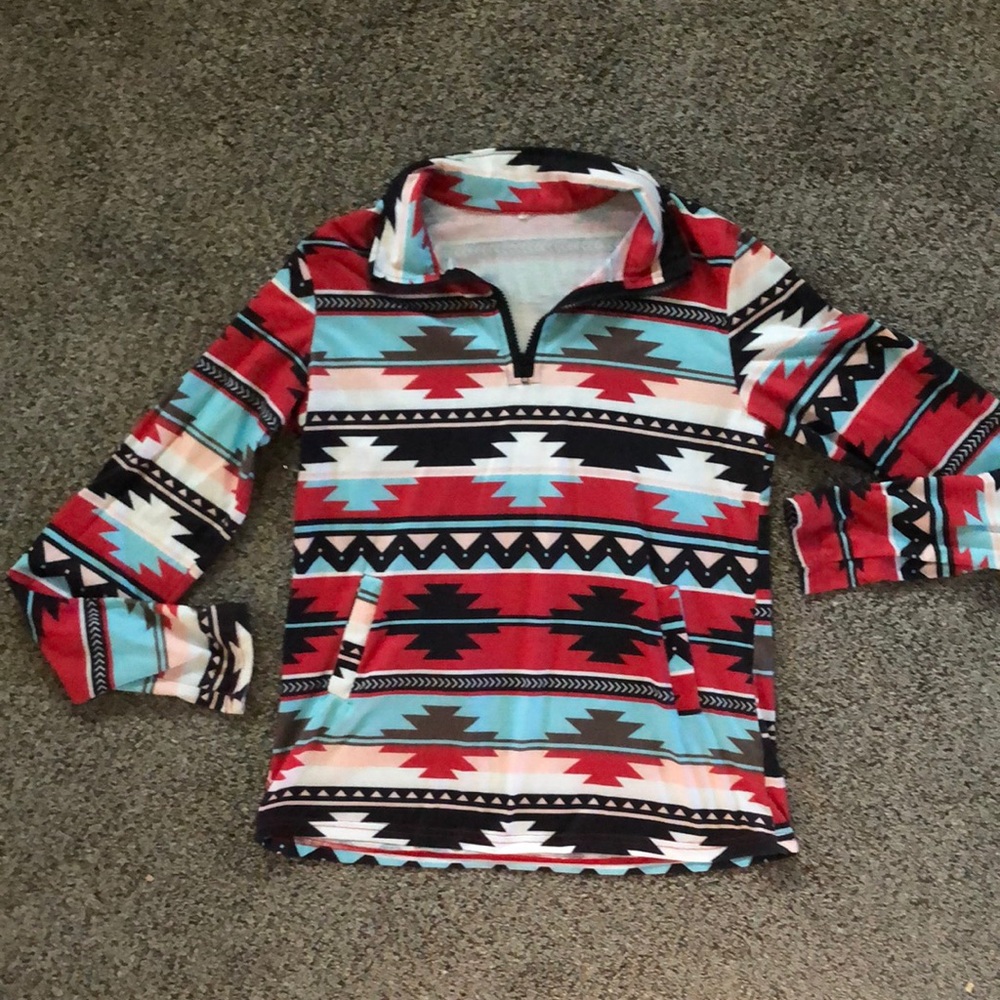 Lightweight Aztec quarter zip pullover